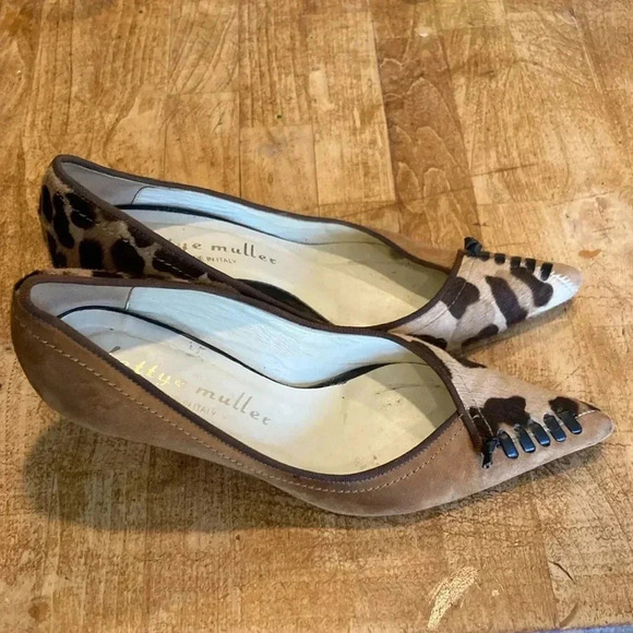 Bettye Muller Brown Leopard Print Women's Shoes - Picture 2 of 5